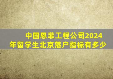中国恩菲工程公司2024年留学生北京落户指标有多少