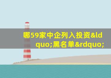 哪59家中企列入投资“黑名单”
